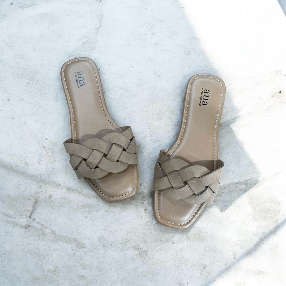 A.N.A. Tan Braided Slip On Slide Sandals NWT Size 8.5